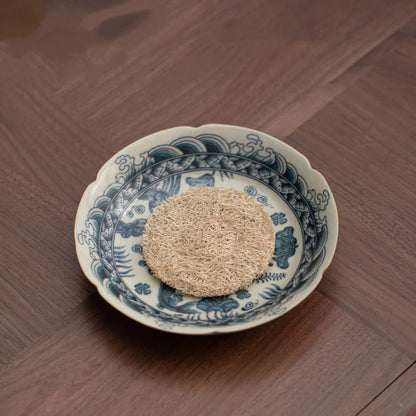Jingdezhen Handbemalter Fisch- und Algen-Teeteller / Topfuntersetzer mit Krakelee-Glasur