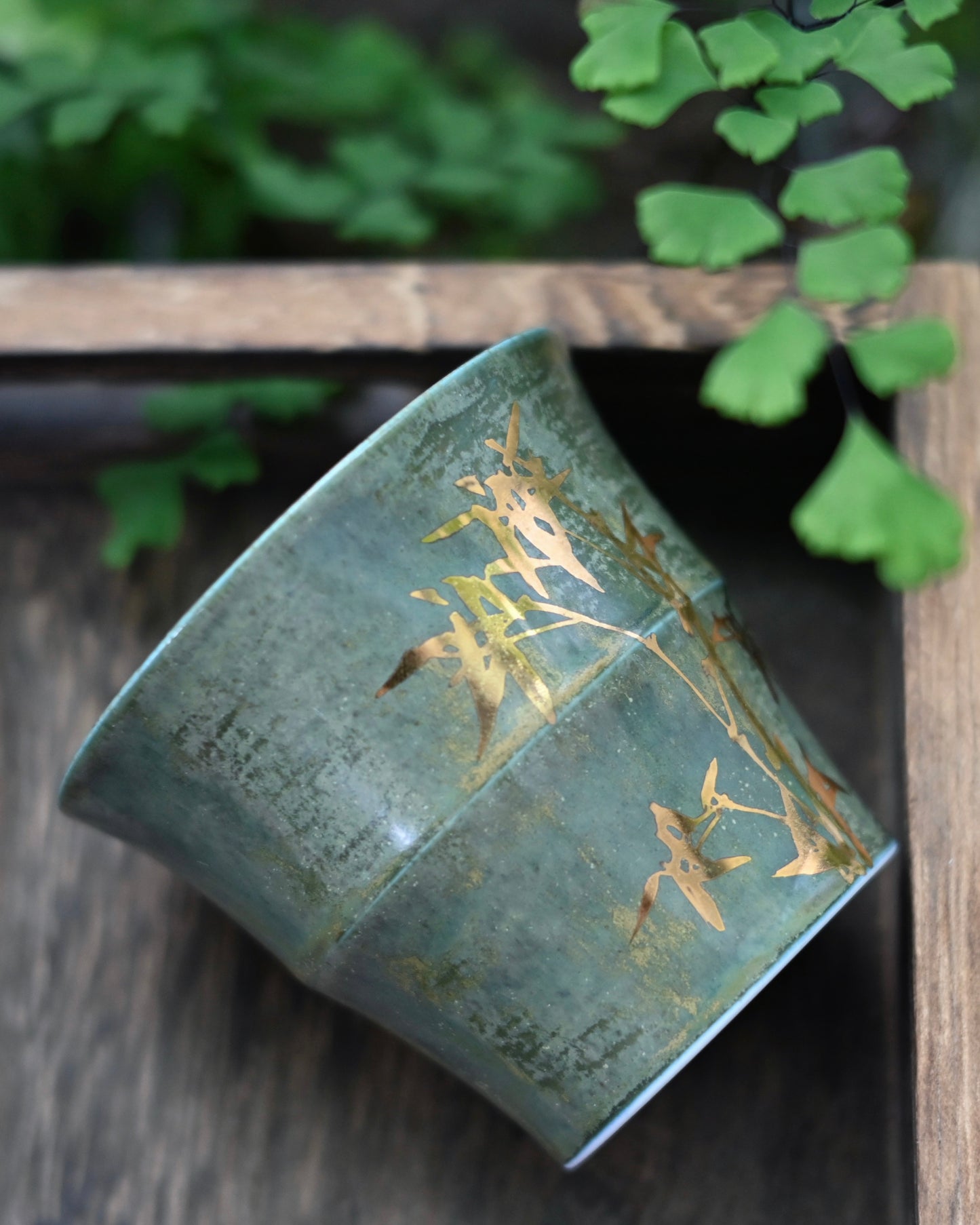 Hand painted bamboo pattern ceramic teacup from Jingdezhen