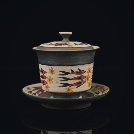 Ancient Chinese carving totem pattern Gaiwan