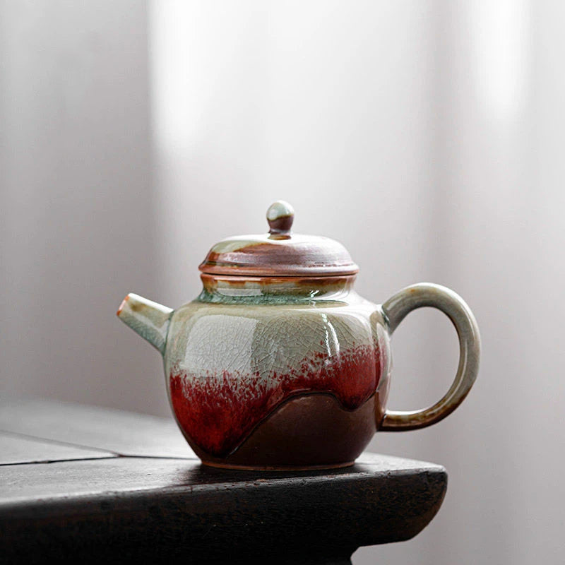Collectible Chinese teapot crafted in Jingdezhen using traditional wood kiln techniques