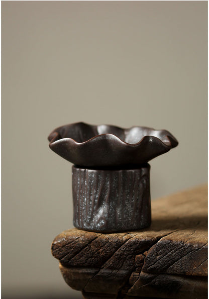 Gaiwan double grue dorée vintage fait main Jingdezhen