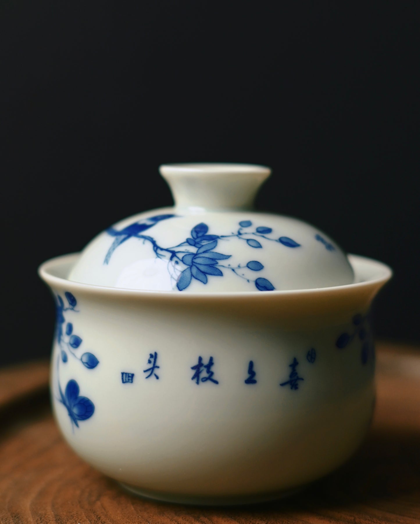 Jingdezhen hand-pained blue and white porcelain designed for optimal tea brewing.