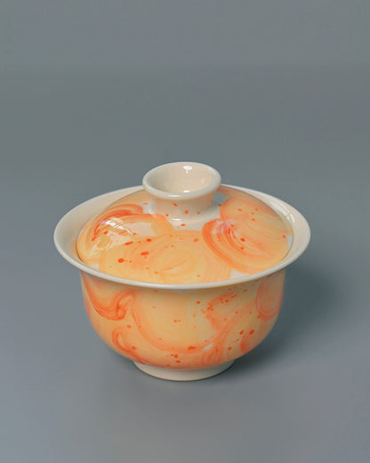 Pièce Unique Gaiwan « Plaine Enneigée » Fait Main à Jingdezhen Sous Glaçure
