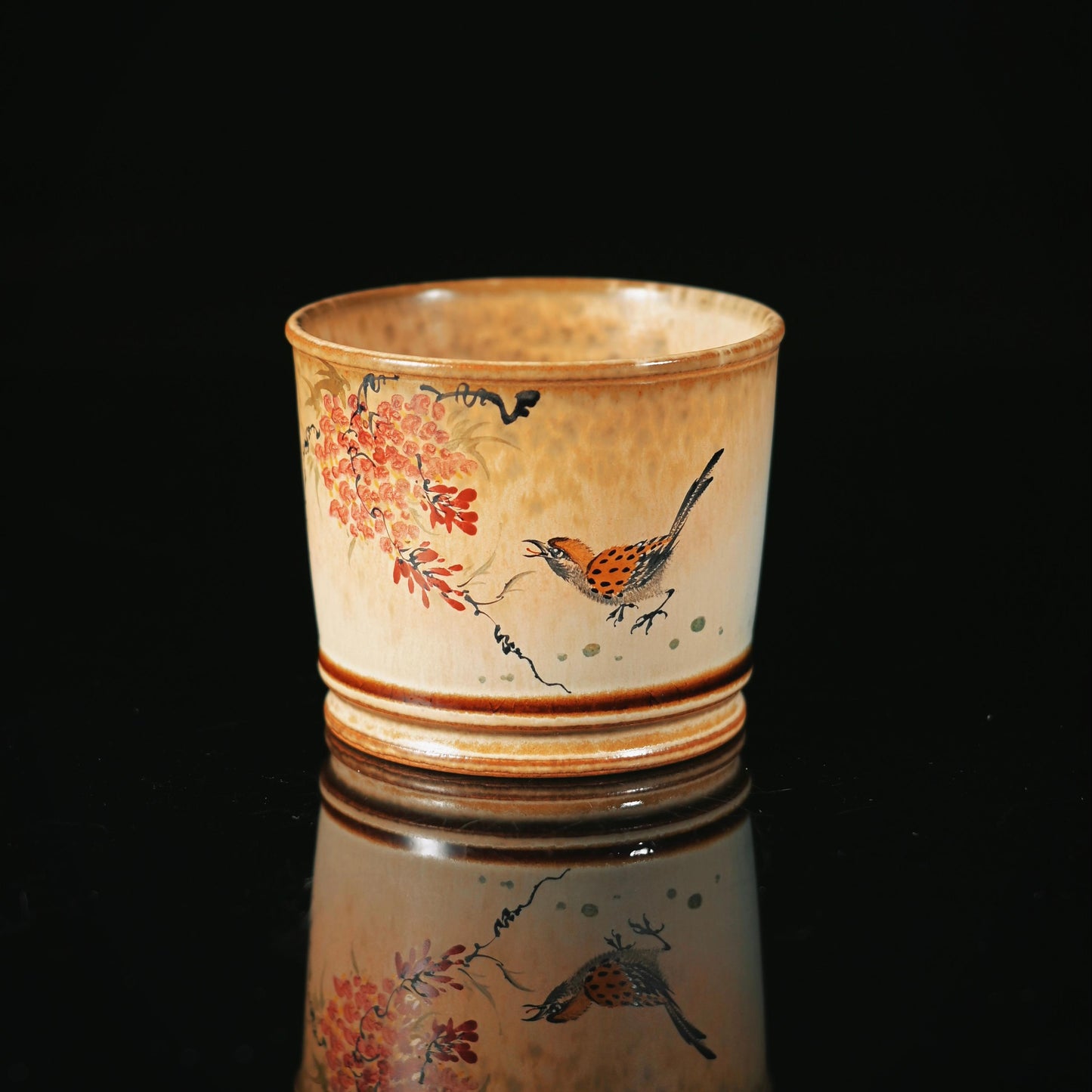 Jingdezhen Hand-Painted Chinese Bird-and-Flower Master Cup