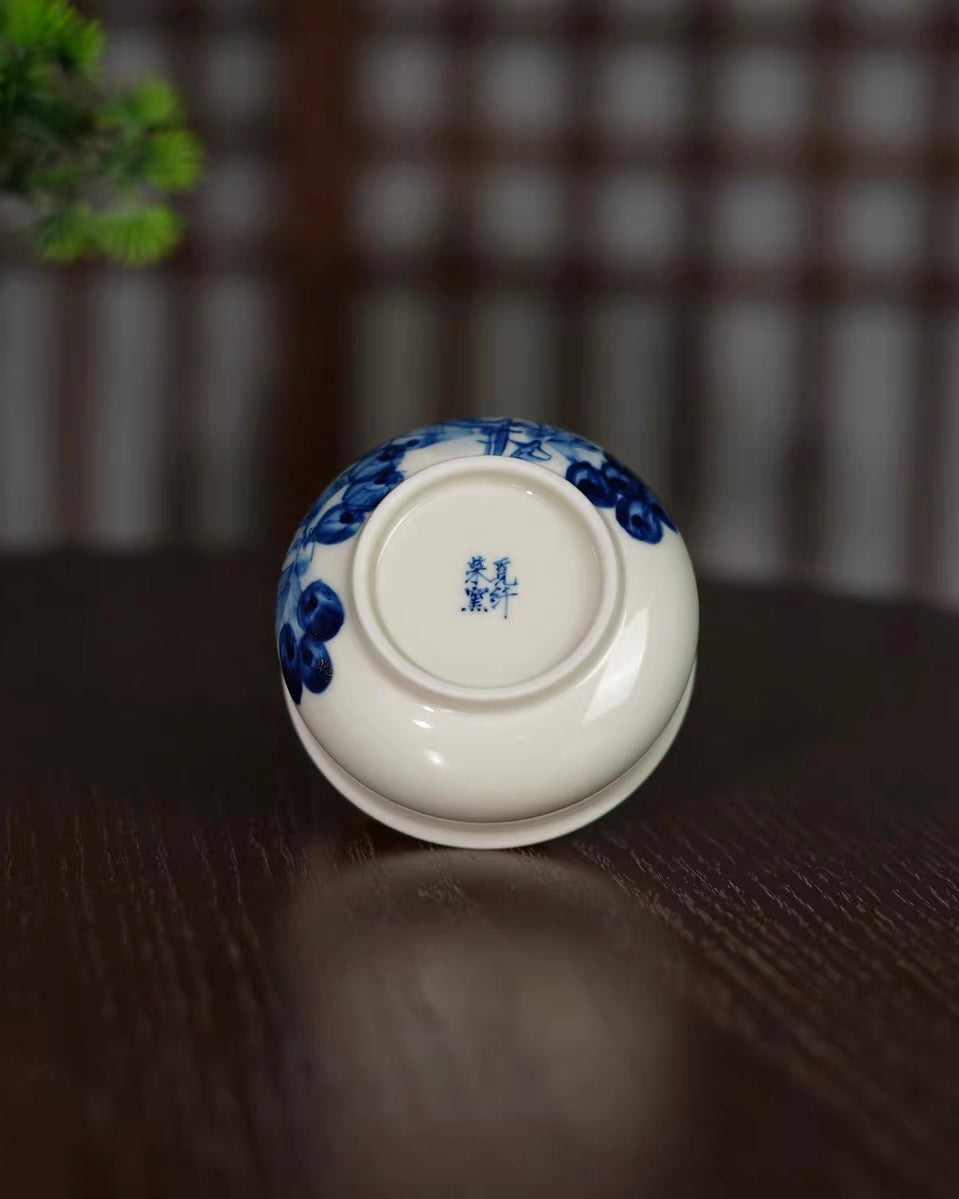 Bright cobalt blue on pure white kaolin body from historic Jingdezhen porcelain capital