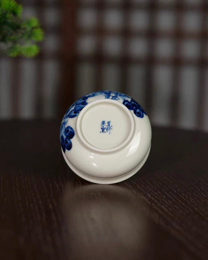 Bright cobalt blue on pure white kaolin body from historic Jingdezhen porcelain capital
