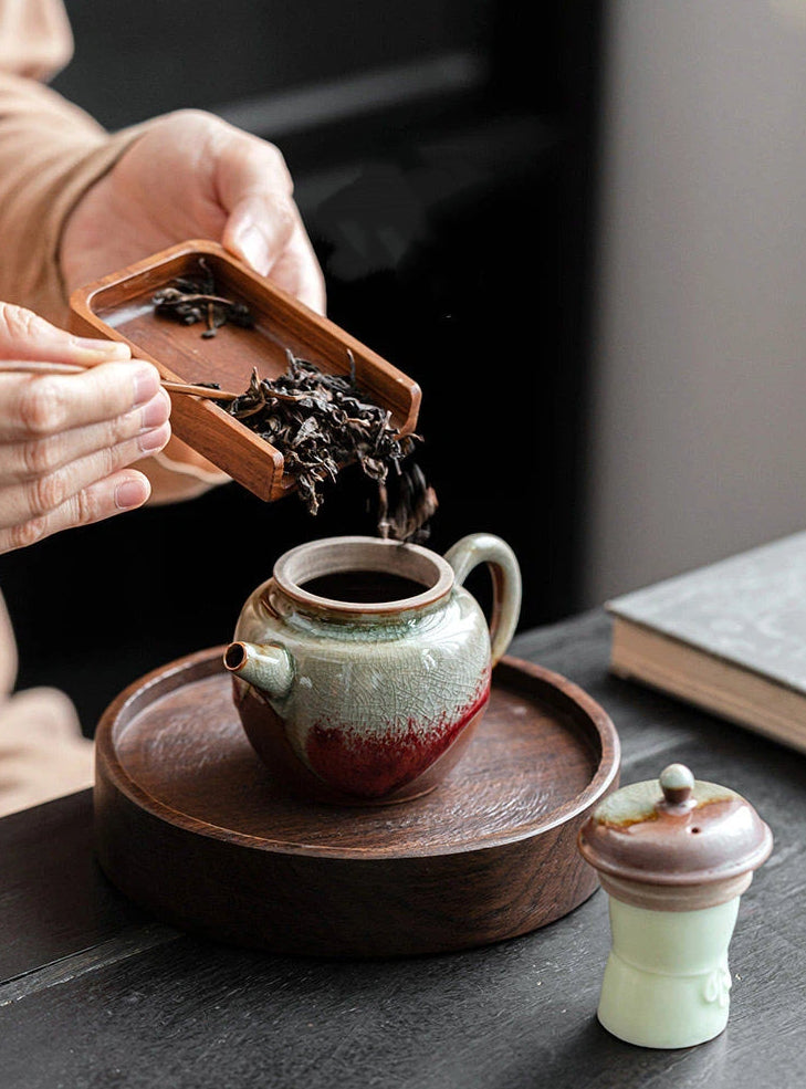 Handmade Jingdezhen ceramic teapot with smooth pour and organic kiln-fired finish