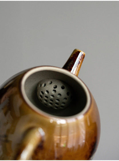 Théière Dragon Egg de Jingdezhen en bois, peinte à la main, grue sous glaçure