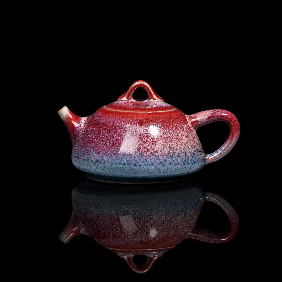 Jun Ware Lu Jun Glaze Shipiao Handcrafted Teapot 200ML studio shot.