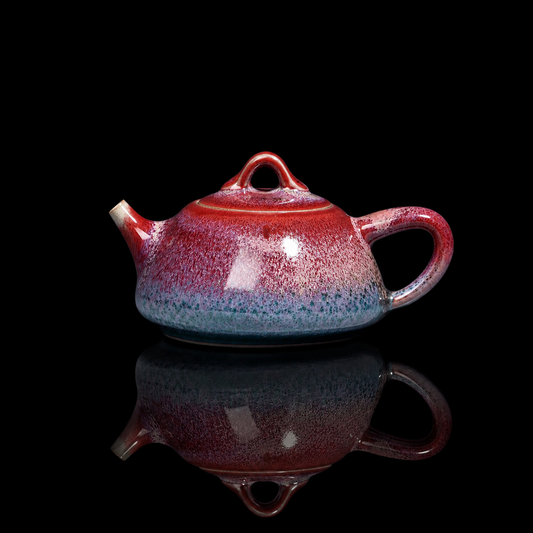 Jun Ware Lu Jun Glaze Shipiao Handcrafted Teapot 200ML studio shot.