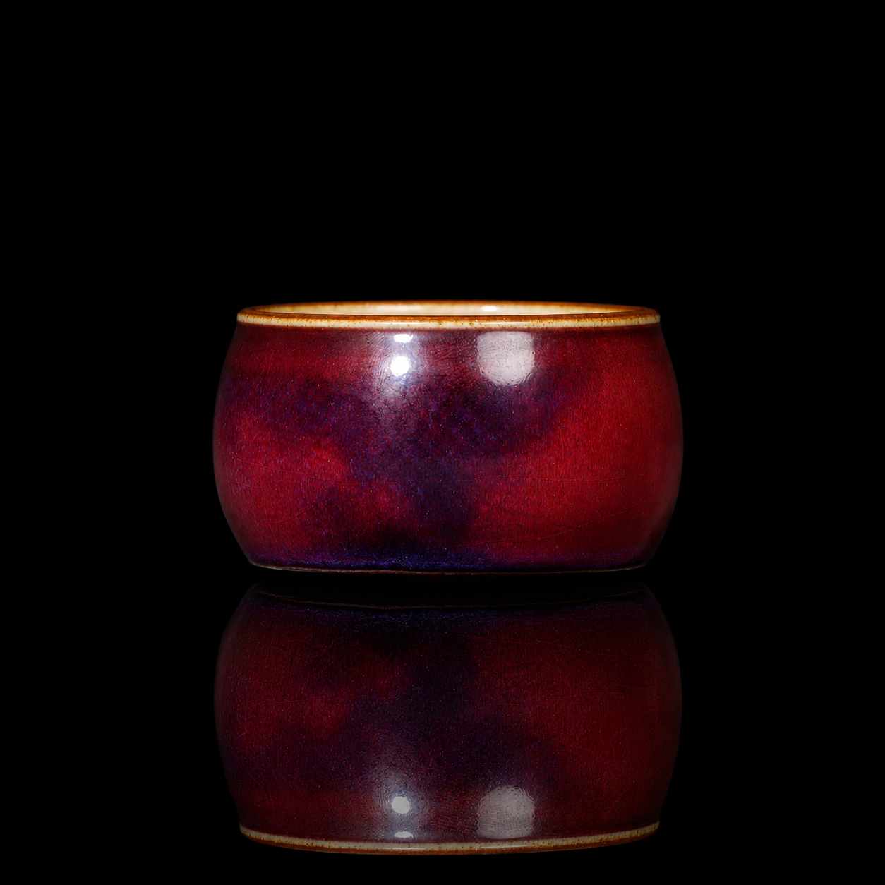 Jun Ware Lu Jun Violet Yuanrong Handcrafted Teacup 110ML studio shot.