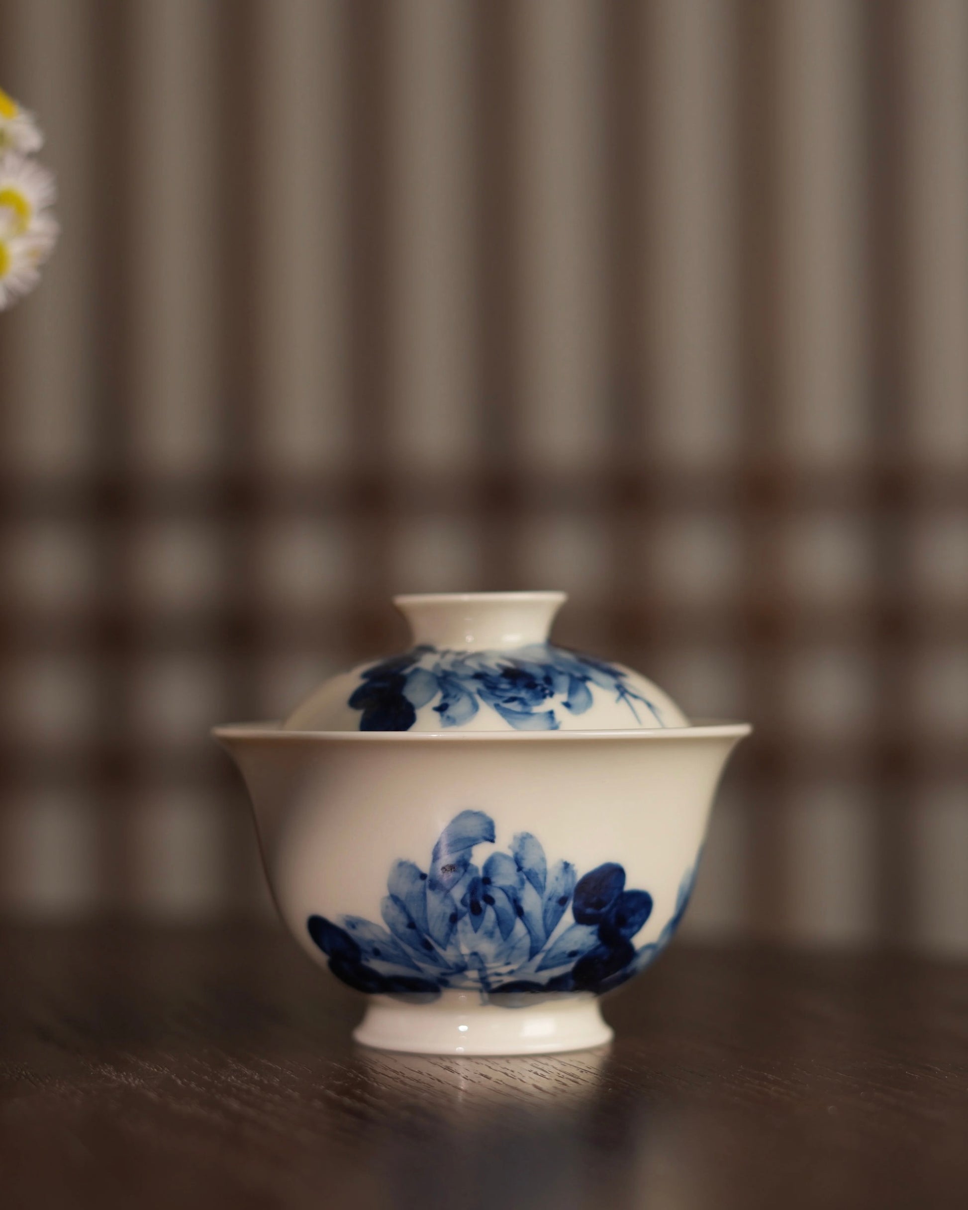 Kaolin clay gaiwan fired in a reduction atmosphere kiln that climbs to approximately 1300°C 