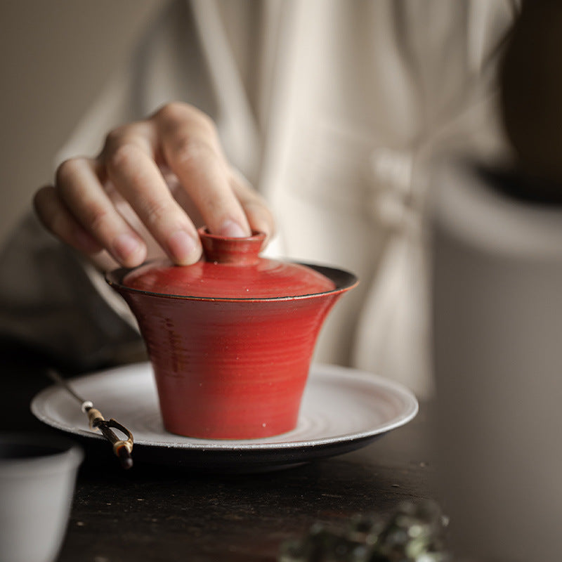 Wabi-Sabi Handmade Gaiwan – Kohiki Style, Coarse Clay Teaware