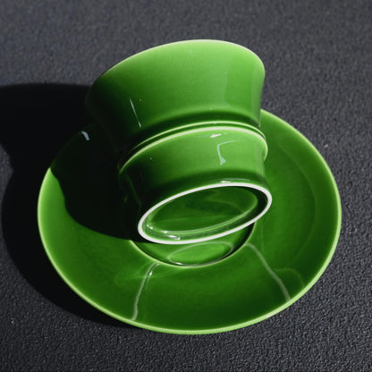 Tasse à café/thé en bambou vert jade faite à la main