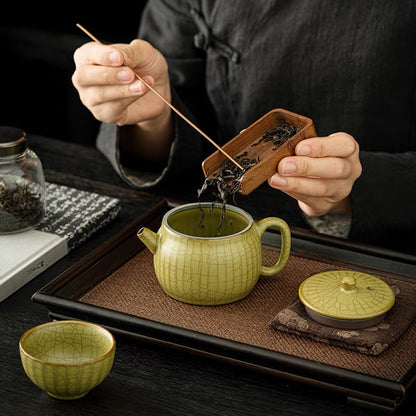 12-teiliges Longquan Celadon Ge-Brennerei Tee-Set