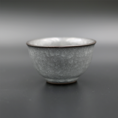 Longquan celadon ice crackle glaze ya shou cup with traditional weighted base design for tea ceremony use