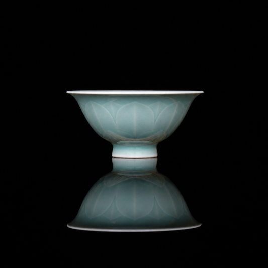 Longquan Celadon Thin Translucent Lotus Petal Tea Cup