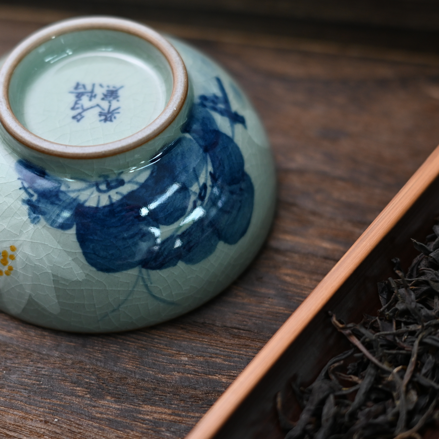 Jingdezhen Wood-Fired Kiln Old Clay Hand-Painted Lotus Patterns Blue and White Underglaze Color Teacup.