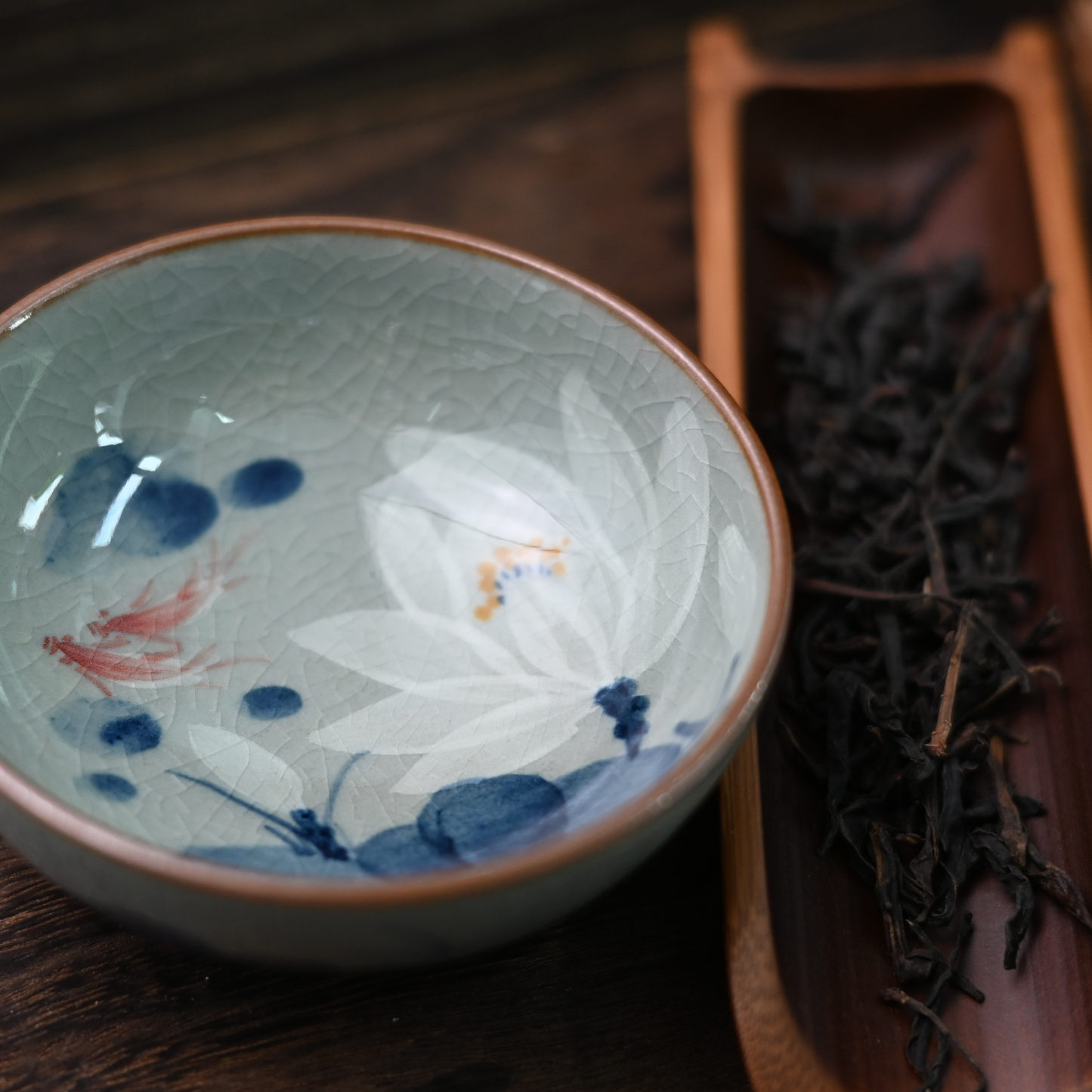 Jingdezhen Wood-Fired Kiln Old Clay Hand-Painted Lotus Patterns Blue and White Underglaze Color Teacup.