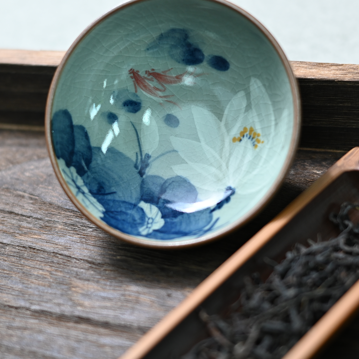 Jingdezhen Wood-Fired Kiln Old Clay Hand-Painted Lotus Patterns Blue and White Underglaze Color Teacup.