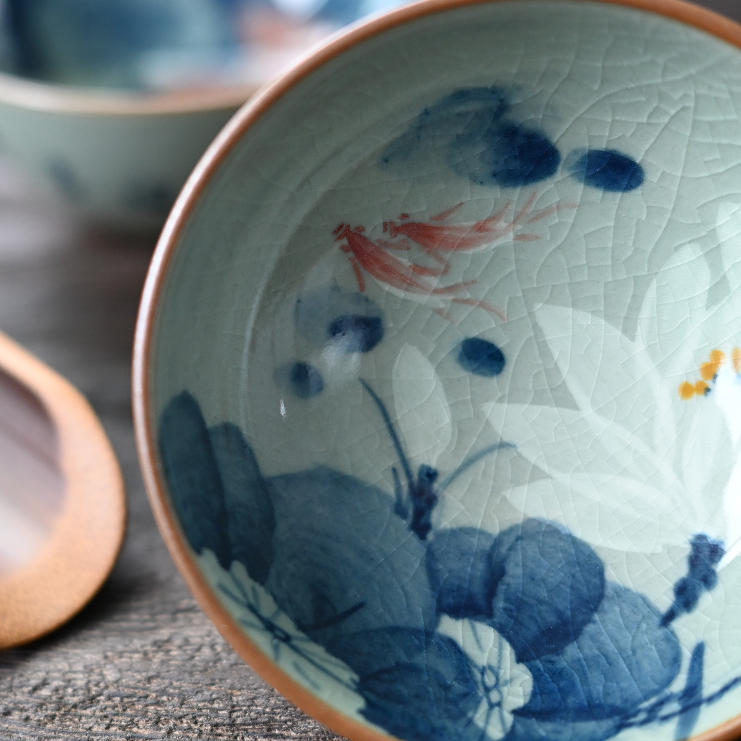 Jingdezhen Wood-Fired Kiln Old Clay Hand-Painted Lotus Patterns Blue and White Underglaze Color Teacup.