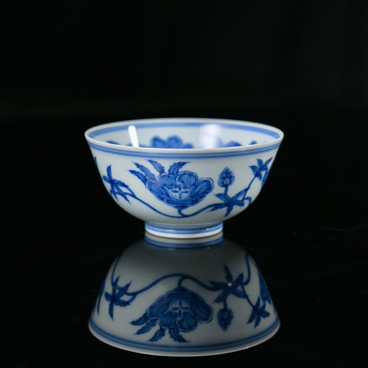 Ming Chenghua Blue and White Okra Palace Bowl Replica Tea Bowl (Master Cup)