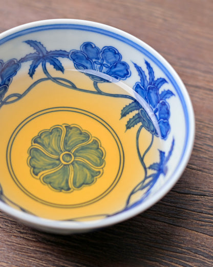 Ming Dynasty Twelve Palaces replica master cup: Jingdezhen hand-painted underglaze blue lotus scrolls on translucent porcelain with intense cobalt blue and luminous white glaze.