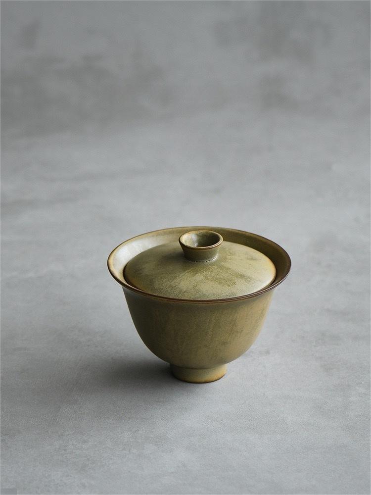 5pcs in 1 Yellow-green Ceramic Kiln Glaze Wabi-sabi Style Tea set