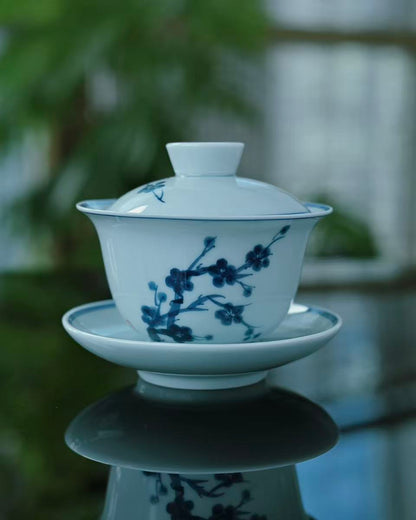 Minimalist blue and white composition embodying sophisticated aesthetic simplicity