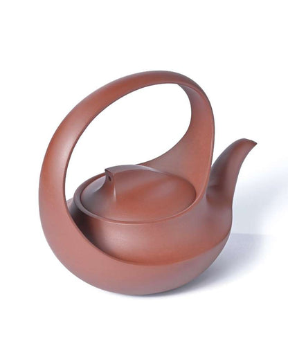 Artisan-made Yang Junbao hand-signed Qu teapot in rare aged Zisha clay, highlighting flowing lines and fine handcrafted details.