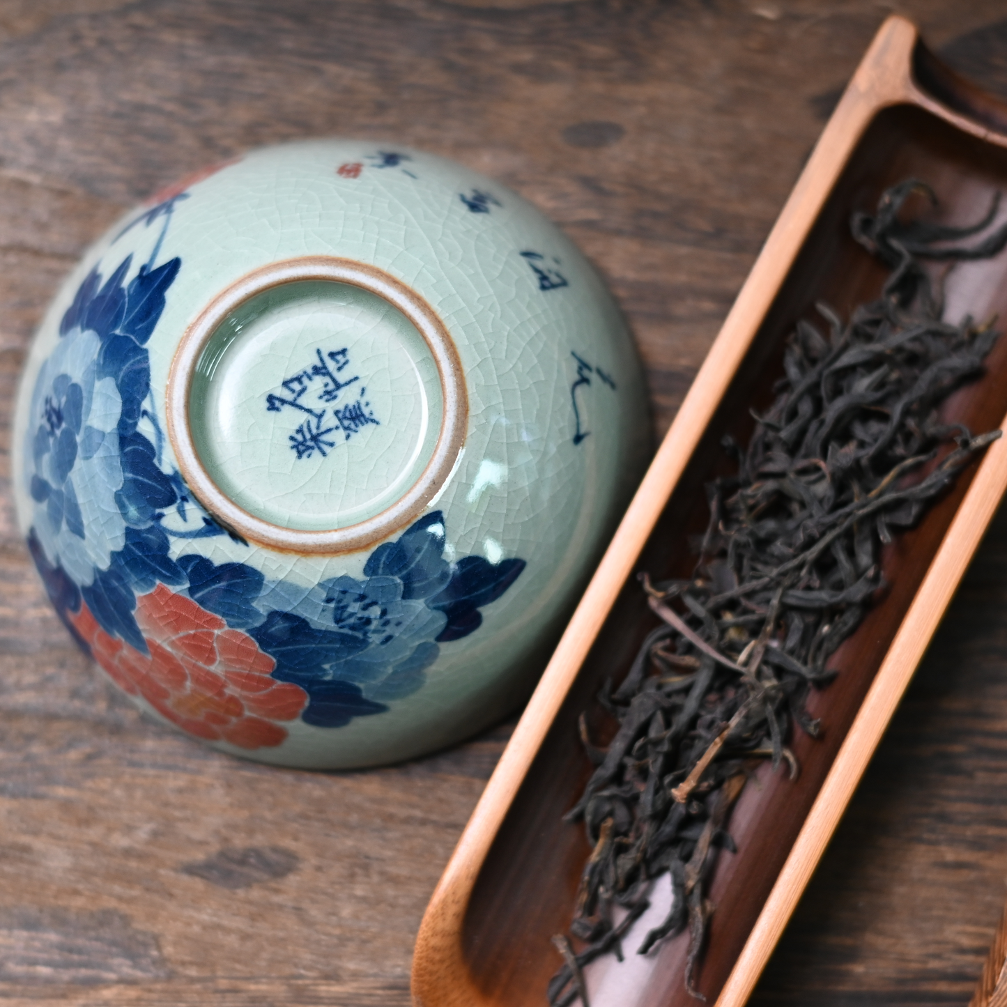 Jingdezhen Wood-Fired Kiln Old Clay Hand-Painted Peony Blue and White Underglaze Color Tea Cup