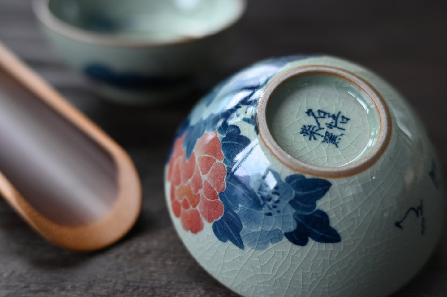 Jingdezhen Wood-Fired Kiln Old Clay Hand-Painted Peony Blue and White Underglaze Color Tea Cup