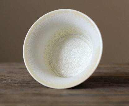 Kiln-change pine-needle glaze gaiwan made in Jingdezhen, featuring rich transmutation patterns and smooth porcelain craftsmanship.