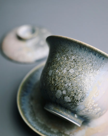 Pine leaves pattern ceramic tea set