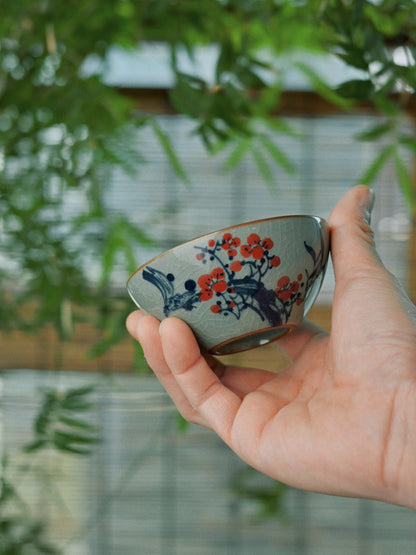 Jingdezhen Handbemalte Pflaumenblüte Unterglasur Pu-Erh-Teetasse / Teekanne