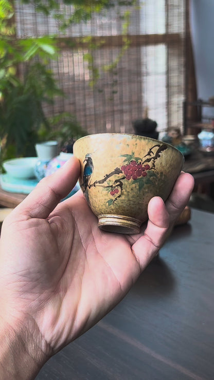 Jingdezhen handbemalte chinesische Vogel-und-Blumen-Douli-Tasse