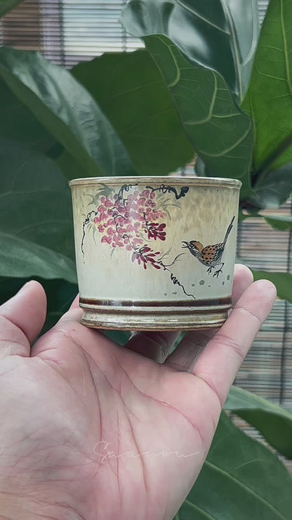 Tasse de maître Jingdezhen peinte à la main, motif chinois oiseaux et fleurs