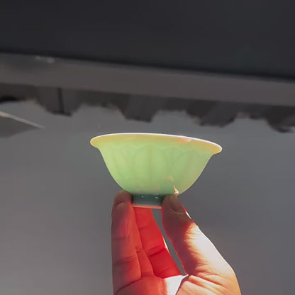 Longquan Celadon Thin Translucent Lotus Petal Tea Cup