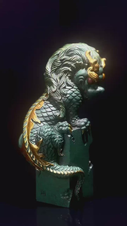 Chinese style winding dragon stone sculpture for tea table decoration or serving as a tea pet