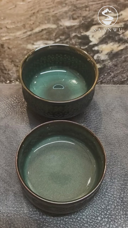 Longquan Celadon Ge Kiln Iron-Clay Linglong porcelain Teacup 100ml