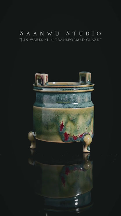 Saanwu Studio Chinese Jun ware incense burner for Chinese incense stick
