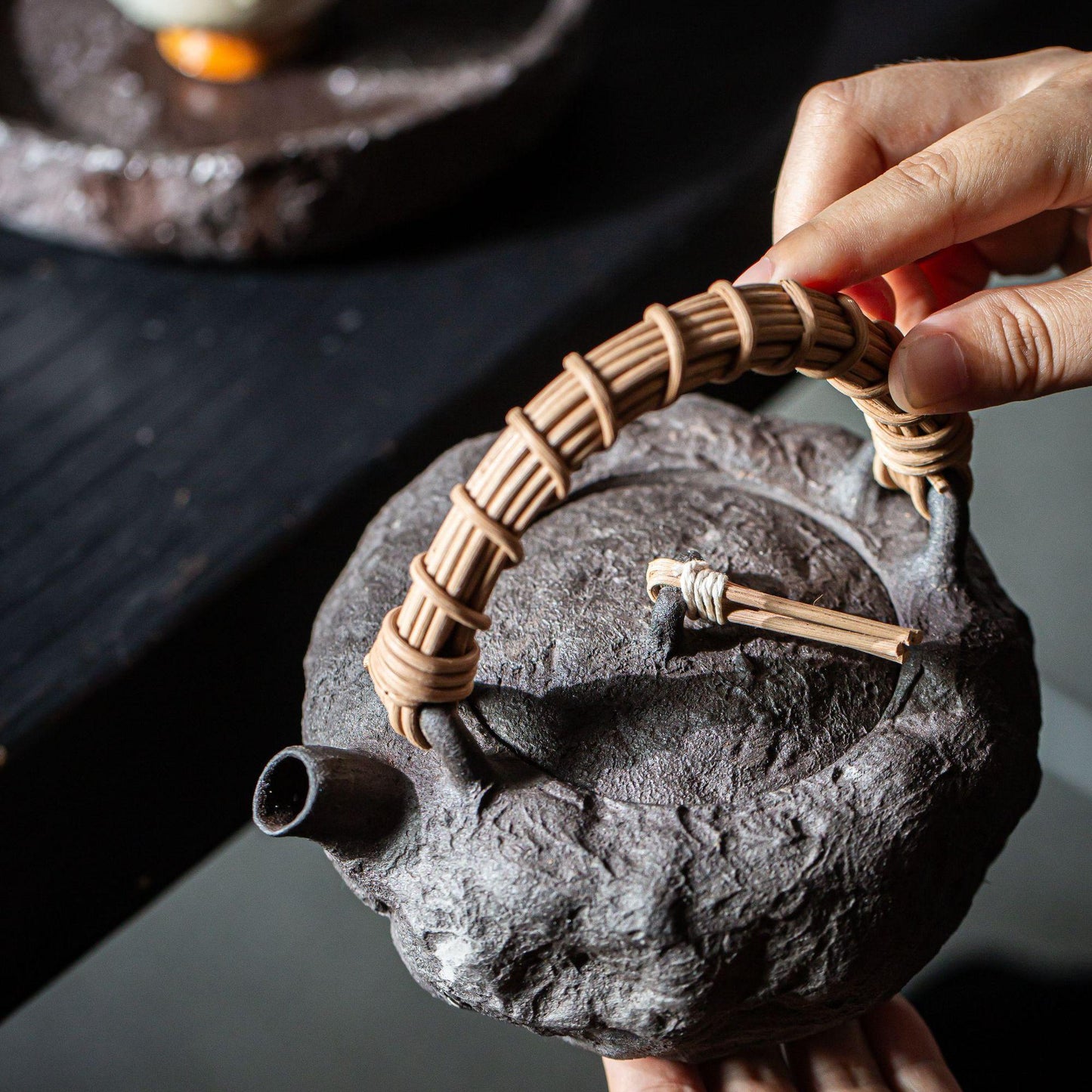 Natural coarse clay texture preserving granular tactile quality and rustic ceramic tradition