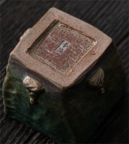 Tasse à Thé en Porcelaine Glaçurée Bronze Bouddha de Dunhuang Faite à la Main