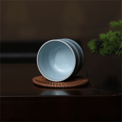 Saanwu Ru ware sky-blue glaze bamboo shape teacup for tea ceremony