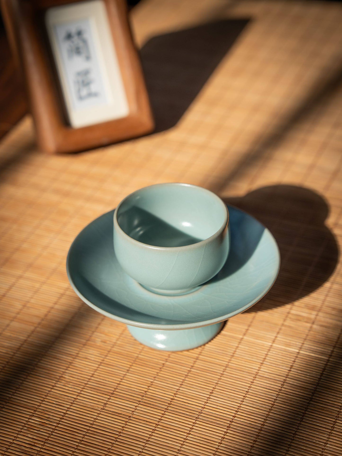 Ru Ware Sky-Blue Glaze Teacup with Saucer Set 60ml