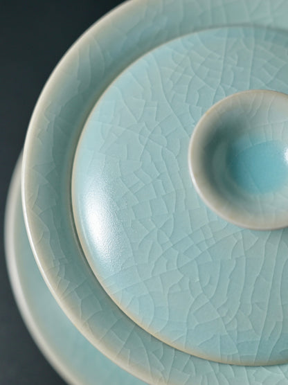 Ru-Porzellan Vintage Glasur krakeliert Gaiwan / Teeschale