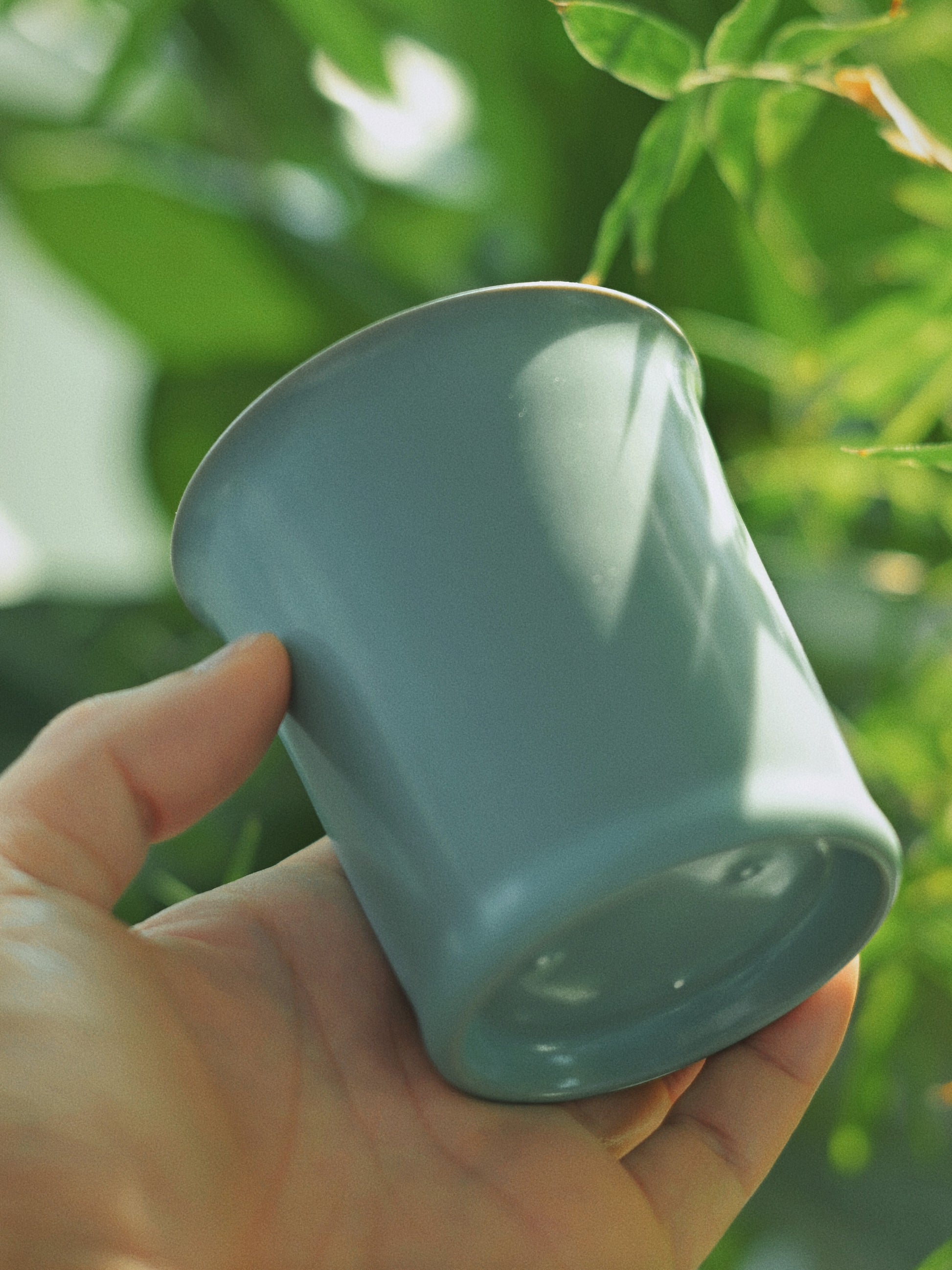 Ru ware sky-blue mug with classic Song dynasty aesthetics