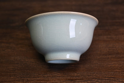 Agate-infused celadon glaze creating the distinctive blue-green tone of authentic Ru ware