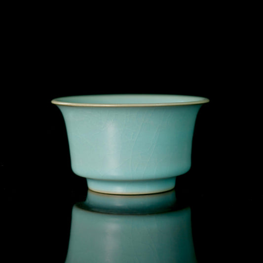 Handmade Ru ware celadon tea cup inspired by Song dynasty ceramics