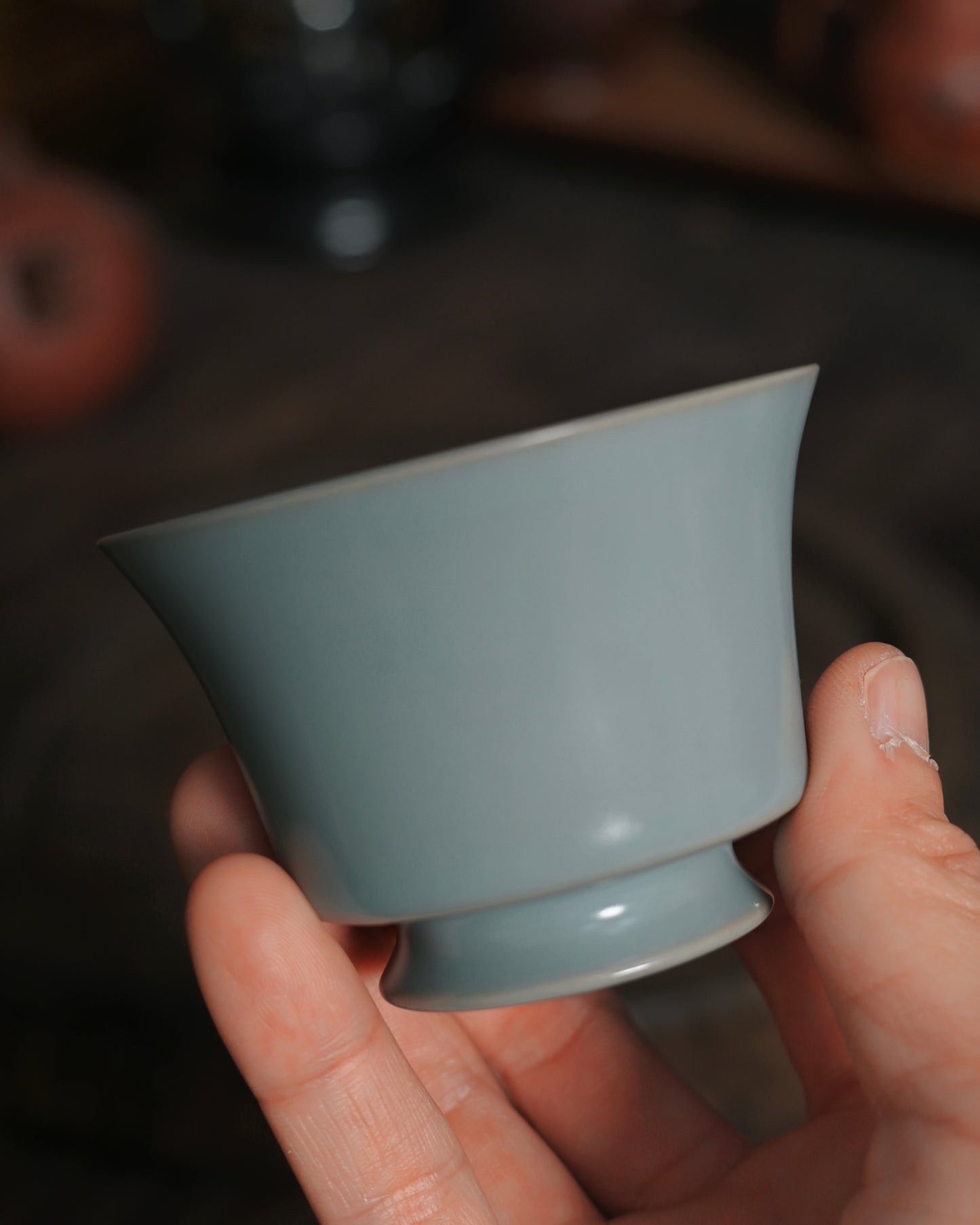 Traditional Ru Porcelain nail support firing technique leaving subtle marks on ceramic base